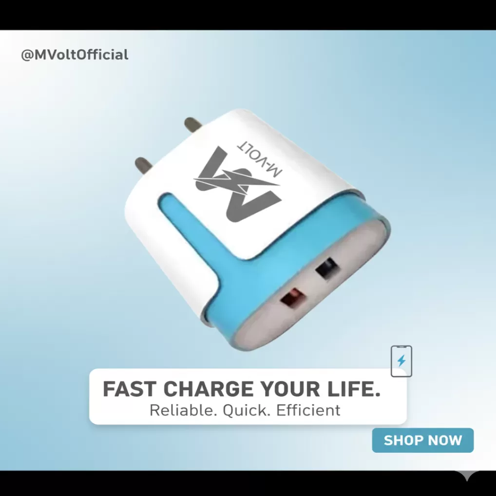 M-VOLT Dual Port Wall Charger | USB-A & USB-C Fast Adapter with Type A and Type-C Cable Inside the box