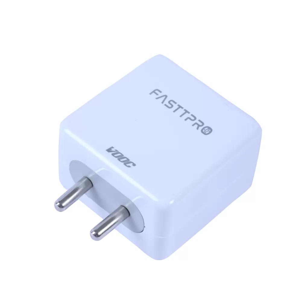 FASTTPRO COMPACT WALL CHARGER VOOC SUPPORT WITH RED TYPE-C CABLE INSIDE THE BOX