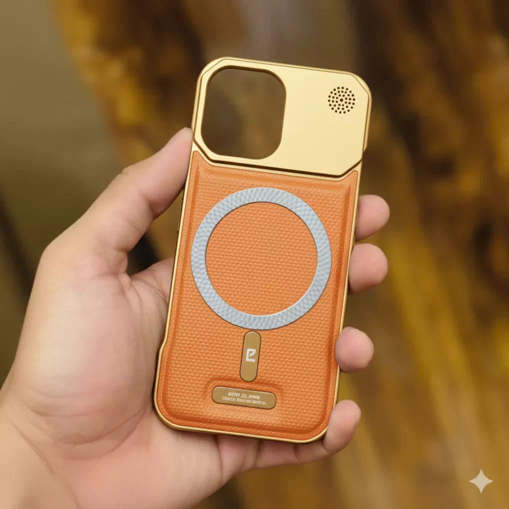 Premium Metallic AeroFLex Leather Case Cover with Aroma Perfume Cover Compatible for iPhone 16 Pro